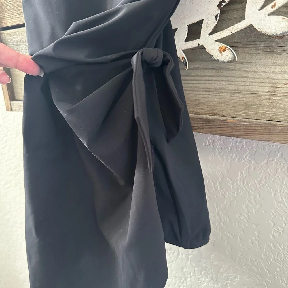 L.L.Bean Slimming Tie Sarong One Piece Bathing suit Swimsuit Black 10‎ Long